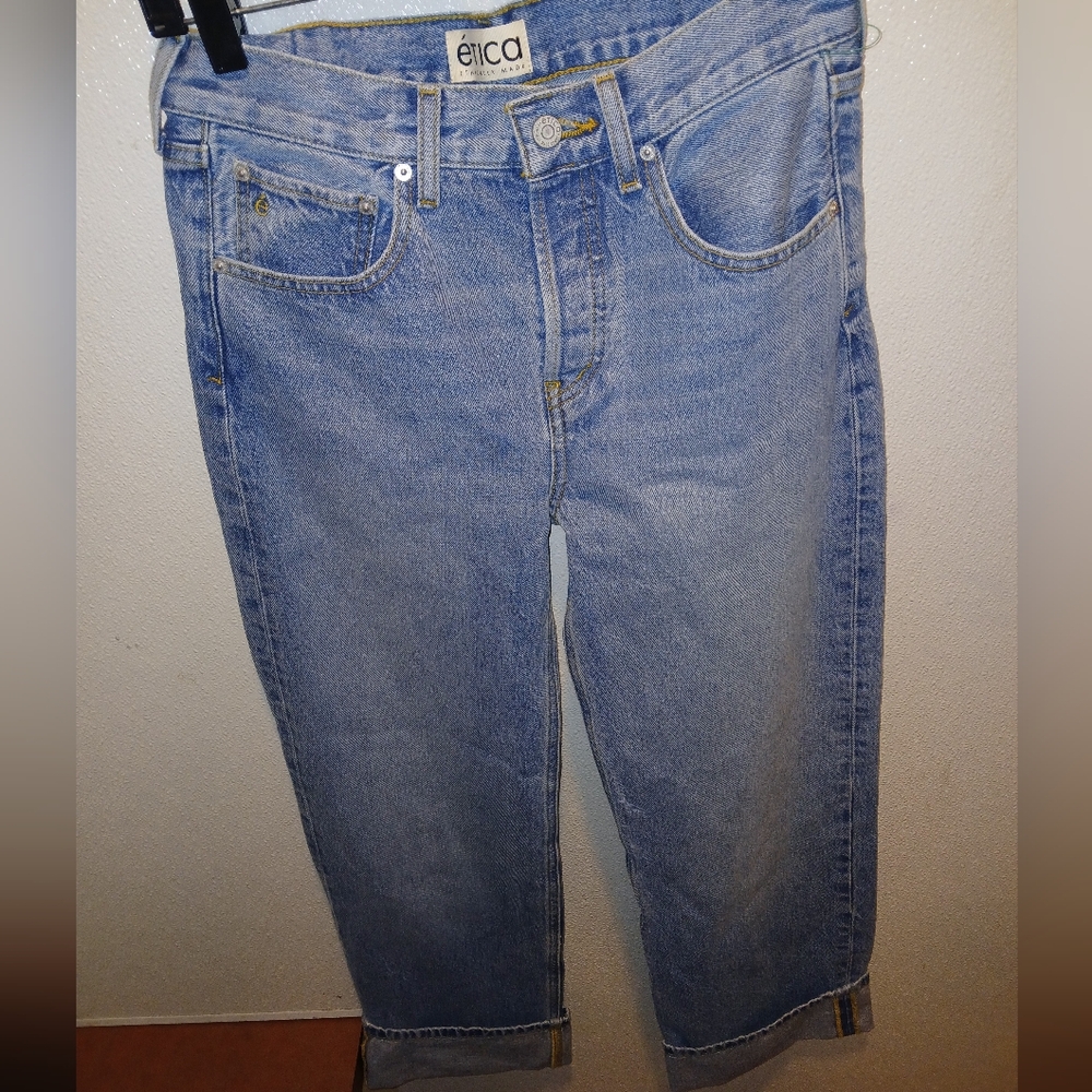 NWT Etica Womens Stressed Stanton Wideleg w/ cuff Jeans Arctic blue 25